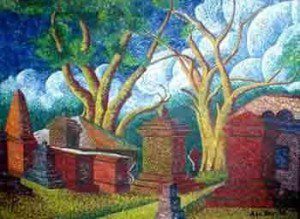 Asudev's Painting in Oil : The Graveyard : 1940