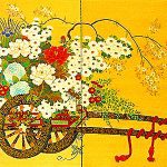 old-chinese-screen-painting-flower-cart-merton-allen